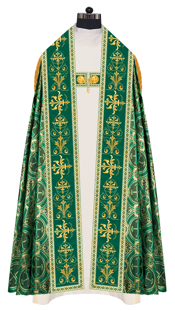 Embroidered Roman Cope Vestment with Braided Trims