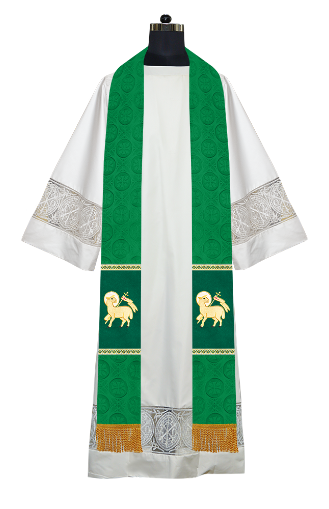 Liturgical Stole Adorned with Spiritual Motif and Trims