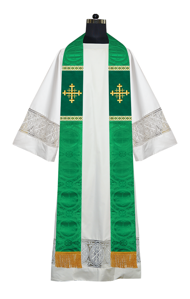 Liturgical Stole with Embroidered Motif and Trims