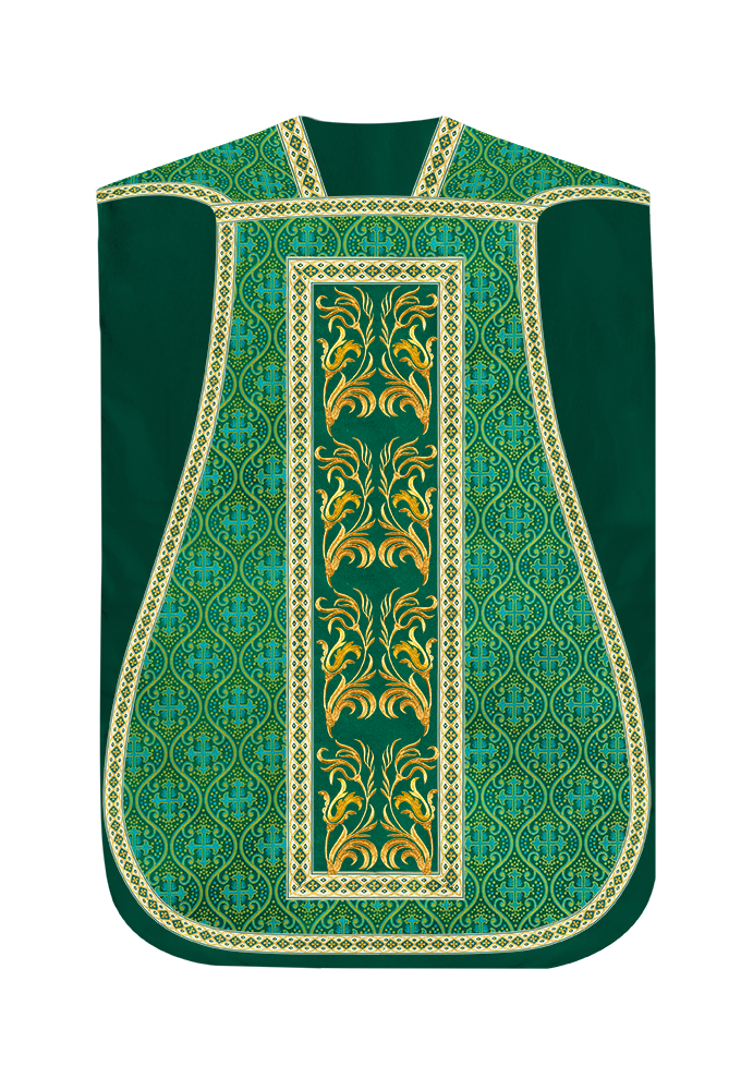 Roman Chasuble Vestment With Woven Braids and Trims