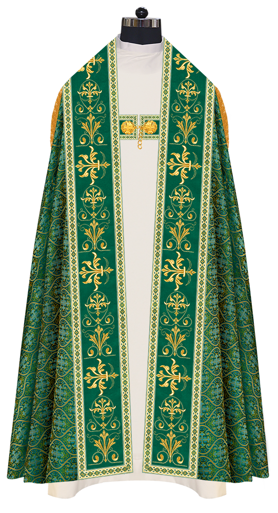 Embroidered Roman Cope Vestment with Braided Trims