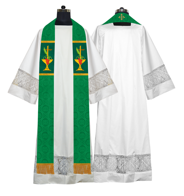 Elegant Clergy Stole with Grapes Embroidery