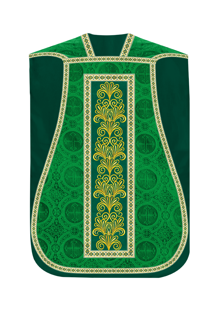 Roman Chasuble Vestment enriched With Coloured Braids and Trims