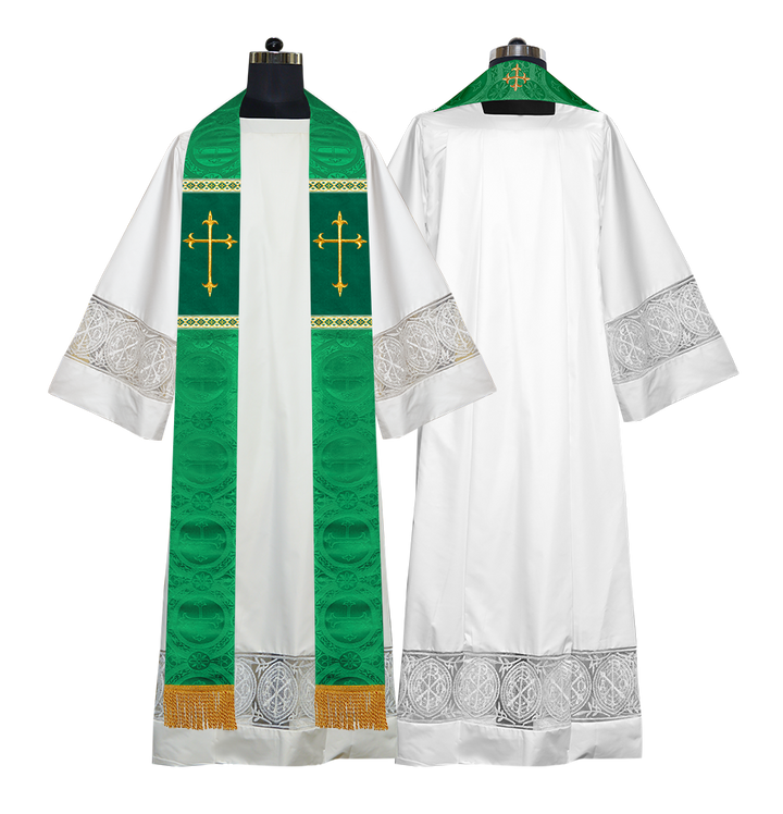 Liturgical Stole with Embroidered Motif and Trims