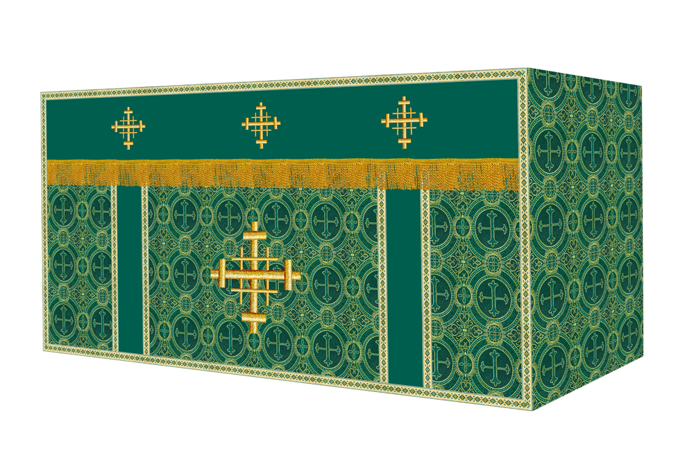 Church Altar Cloth with Braided Cross and Trims