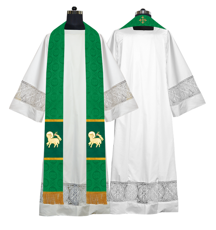 Handmade Pastor Stole with Embroidered Spiritual Motif