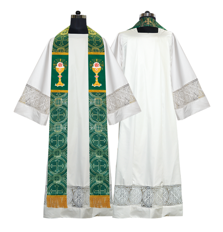 Chalice with IHS Embroidered Clergy Stole