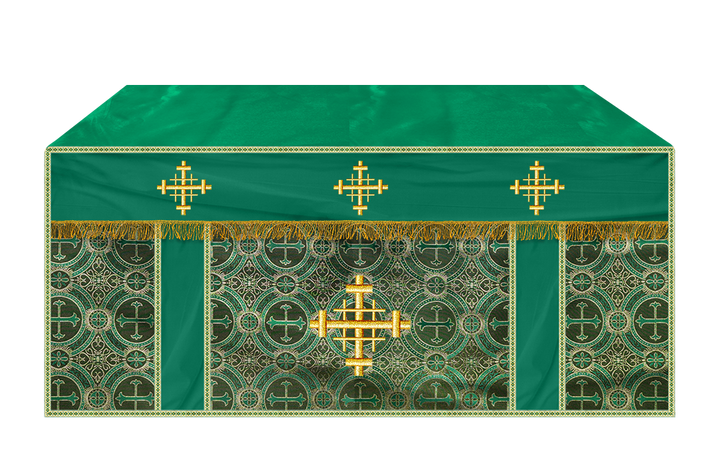 Church Altar Cloth with Braided Cross and Trims