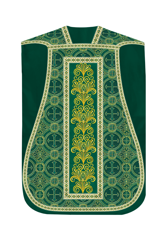 Roman Chasuble Vestment enriched With Coloured Braids and Trims