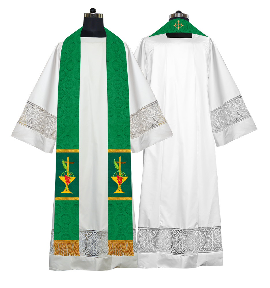 Elegant Clergy Stole with Grapes Embroidery