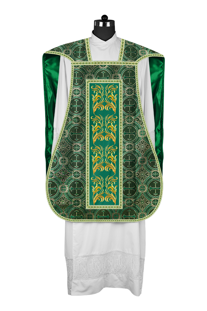 Roman Chasuble Vestment With Woven Braids and Trims