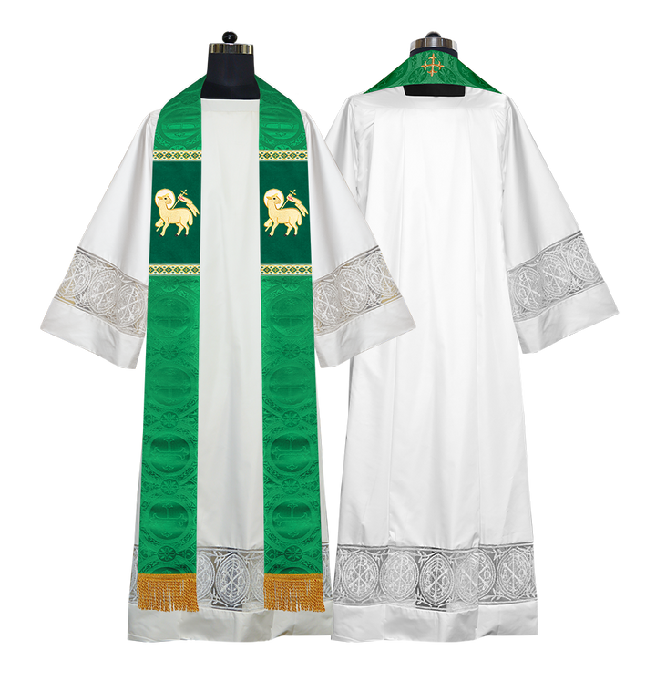 Liturgical Stole with Embroidered Motif and Trims