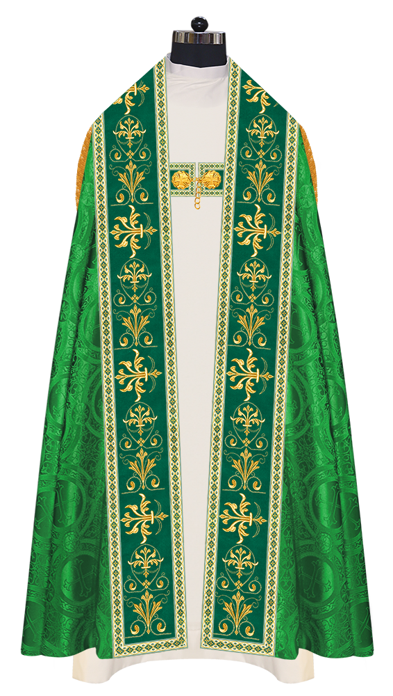 Embroidered Roman Cope Vestment with Braided Trims