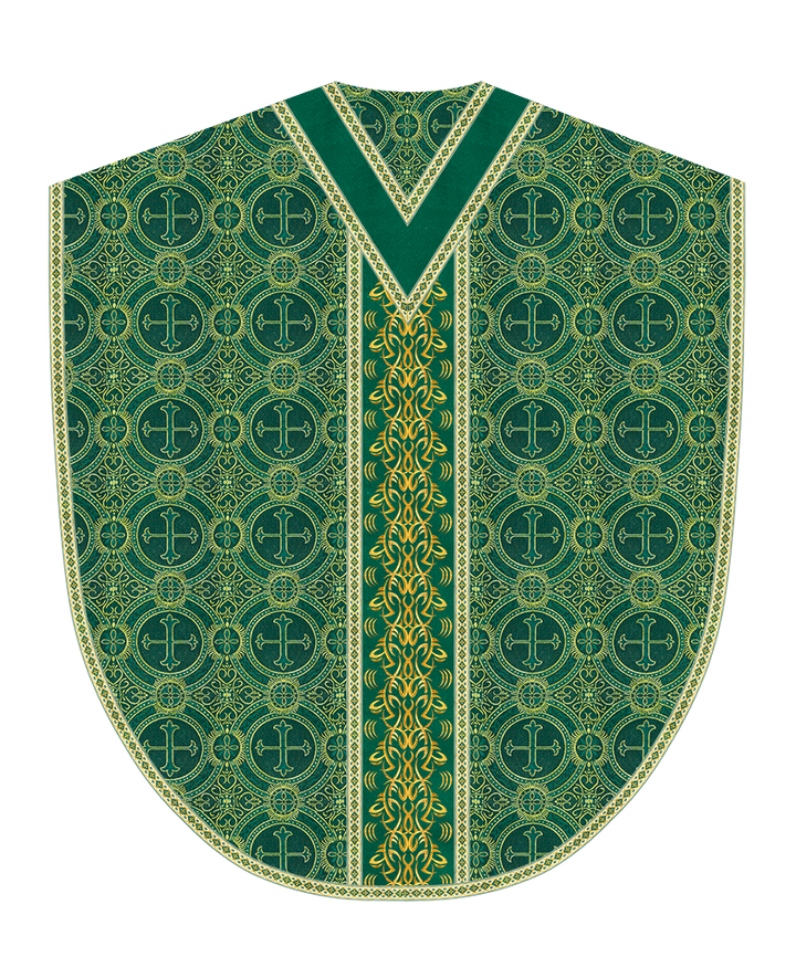 Borromean Chasuble Vestment With Braided Orphrey and Trims