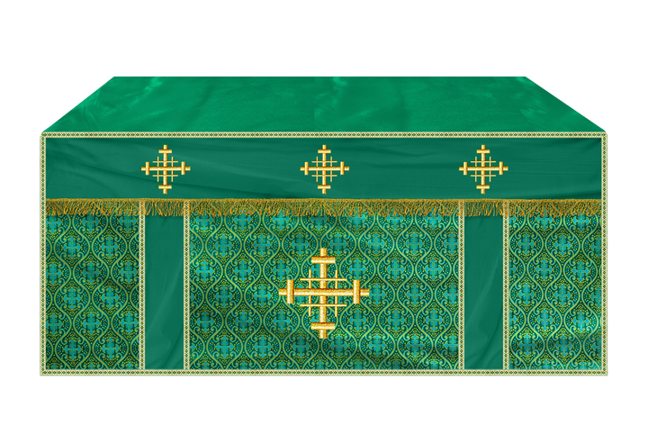 Church Altar Cloth with Braided Cross and Trims