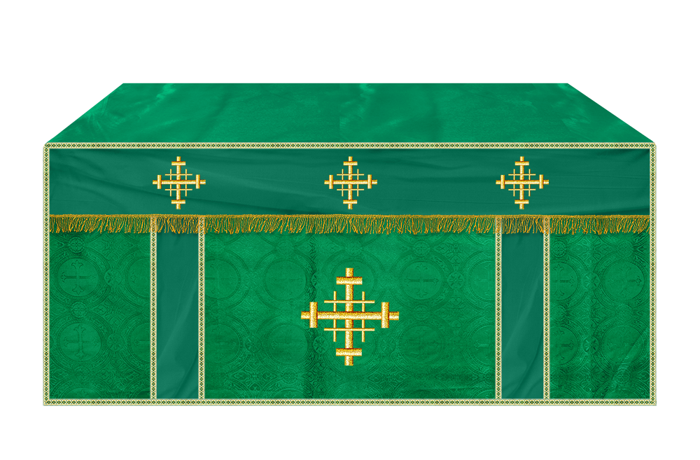 Church Altar Cloth with Braided Cross and Trims