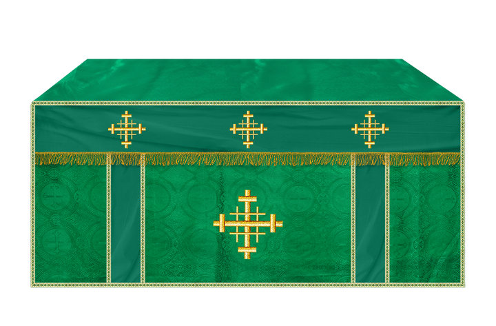 Church Altar Cloth with Braided Cross and Trims