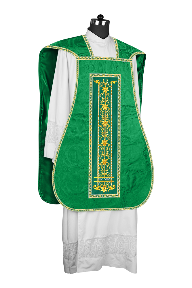 Roman Chasuble Vestment Enhanced With Orphrey and Trims