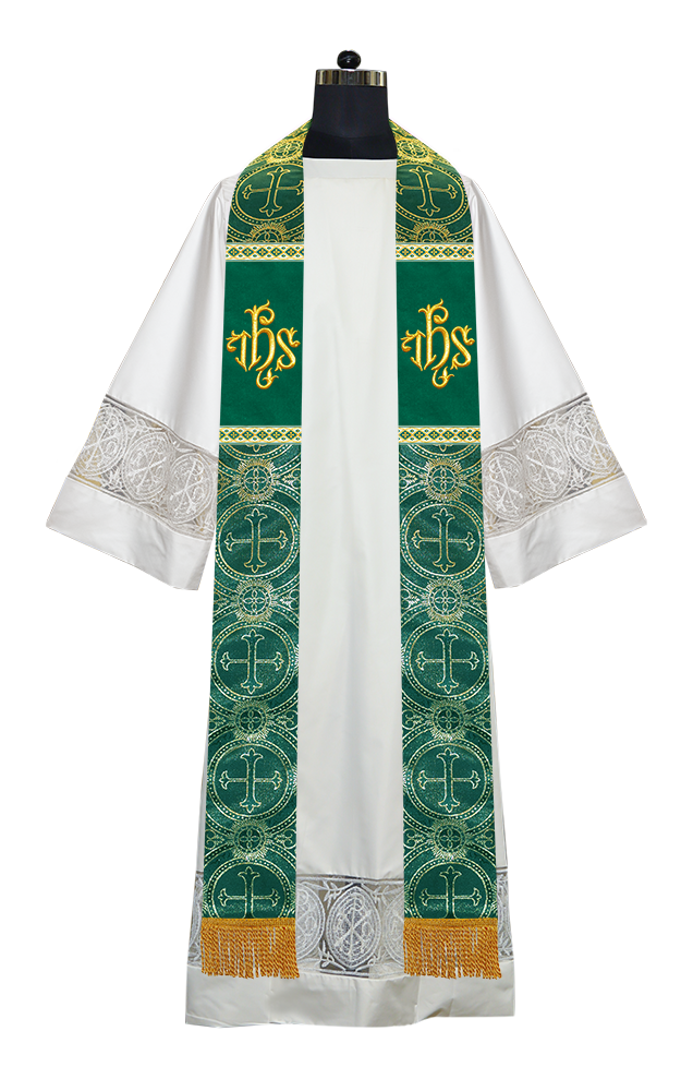 Liturgical Stole with Embroidered Motif and Trims