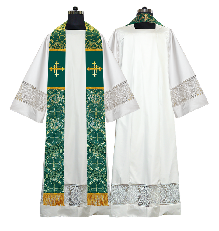 Liturgical Stole with Embroidered Motif and Trims