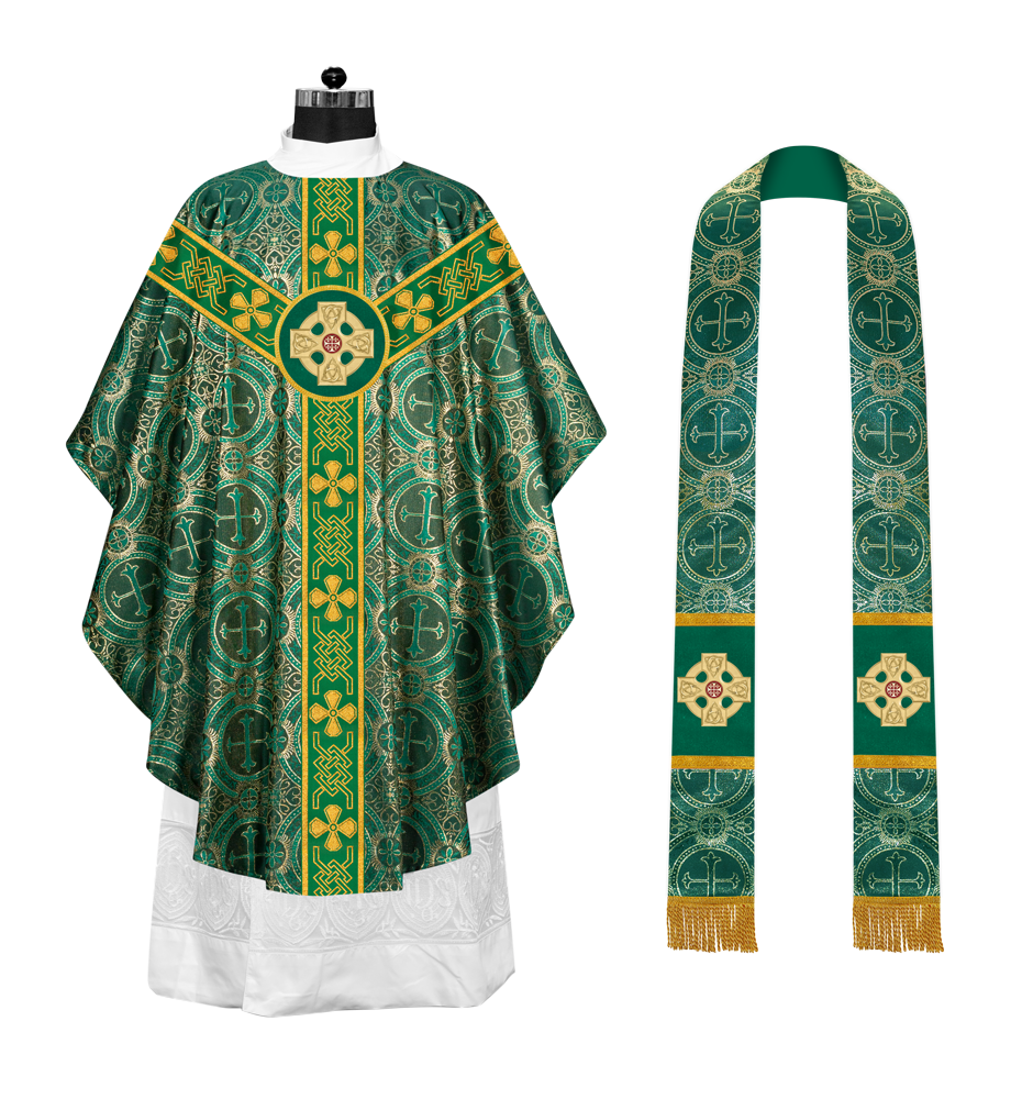 Gothic Chasuble adorned with lace and CEEC Motif