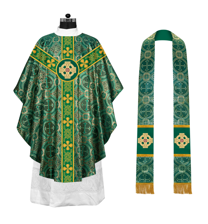 Gothic Chasuble adorned with lace and CEEC Motif