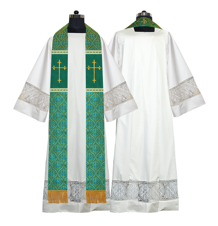 Liturgical Stole with Embroidered Motif and Trims