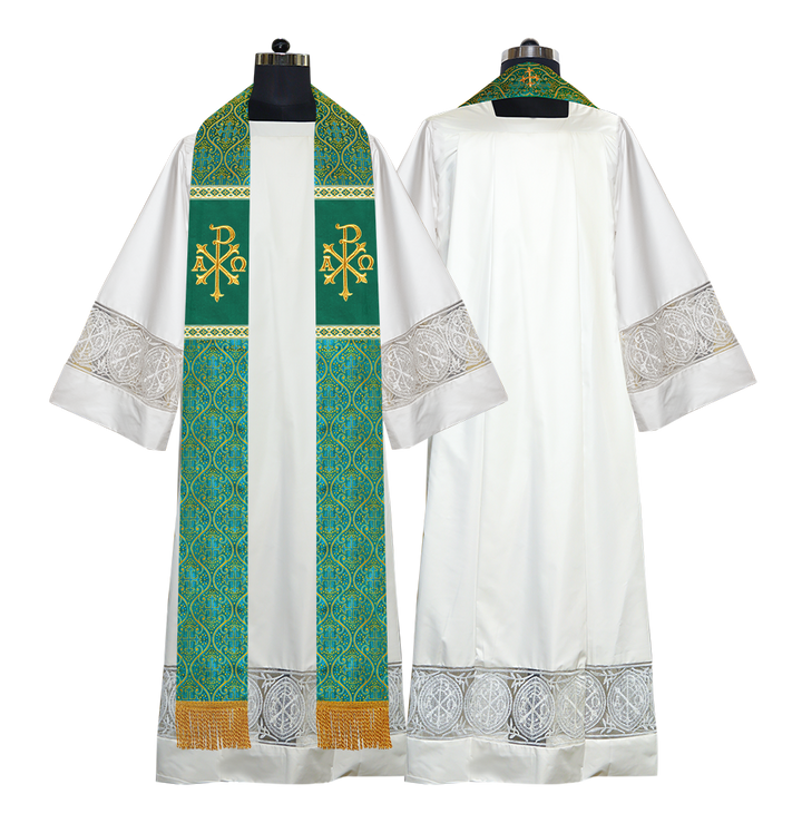 Liturgical Stole with Embroidered Motif and Trims