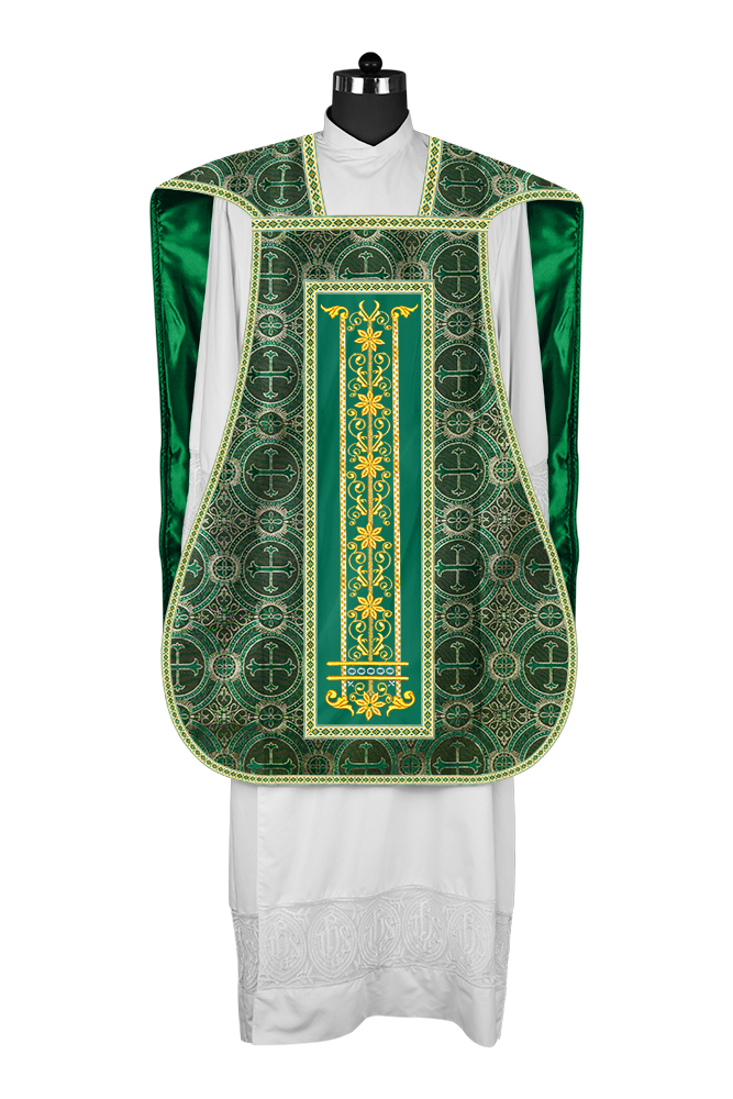 Roman Chasuble Vestment Enhanced With Orphrey and Trims