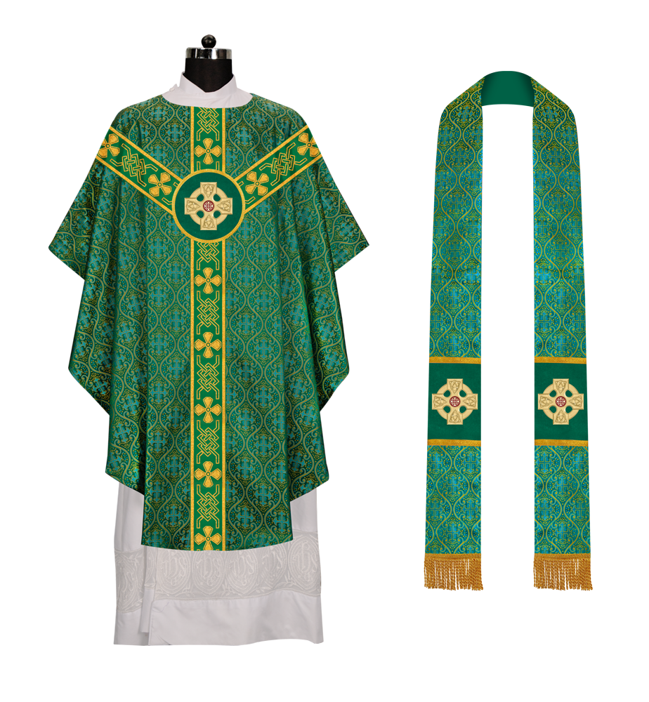 Gothic Chasuble adorned with lace and CEEC Motif