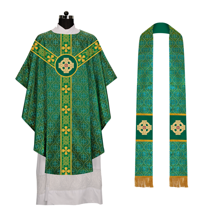 Gothic Chasuble adorned with lace and CEEC Motif