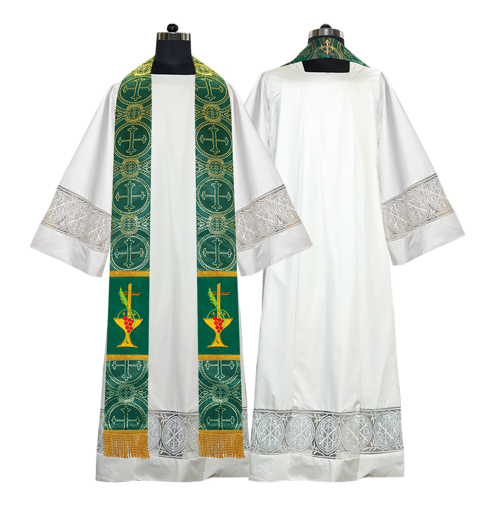 Communion Motif Embroidered Priest Stole