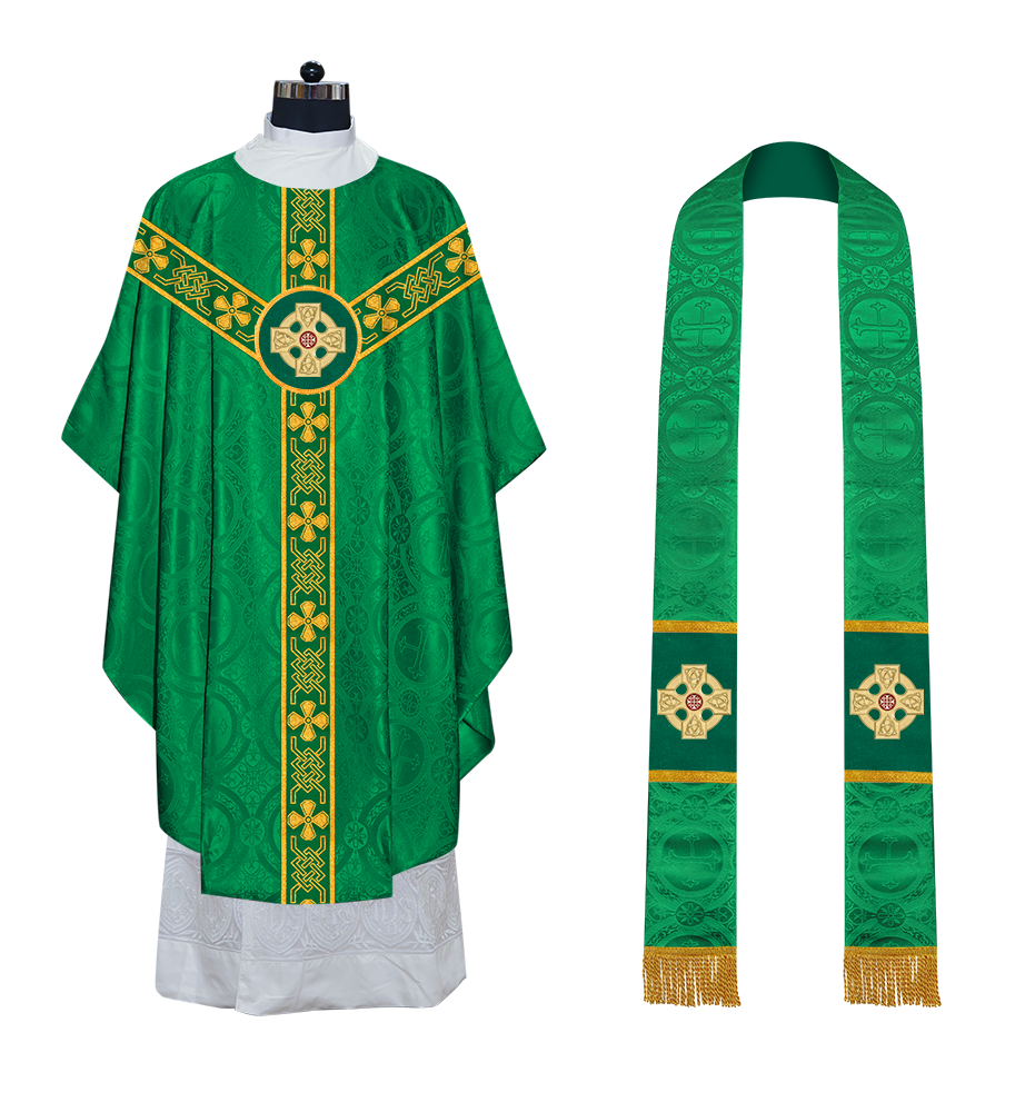 Gothic Chasuble adorned with lace and CEEC Motif