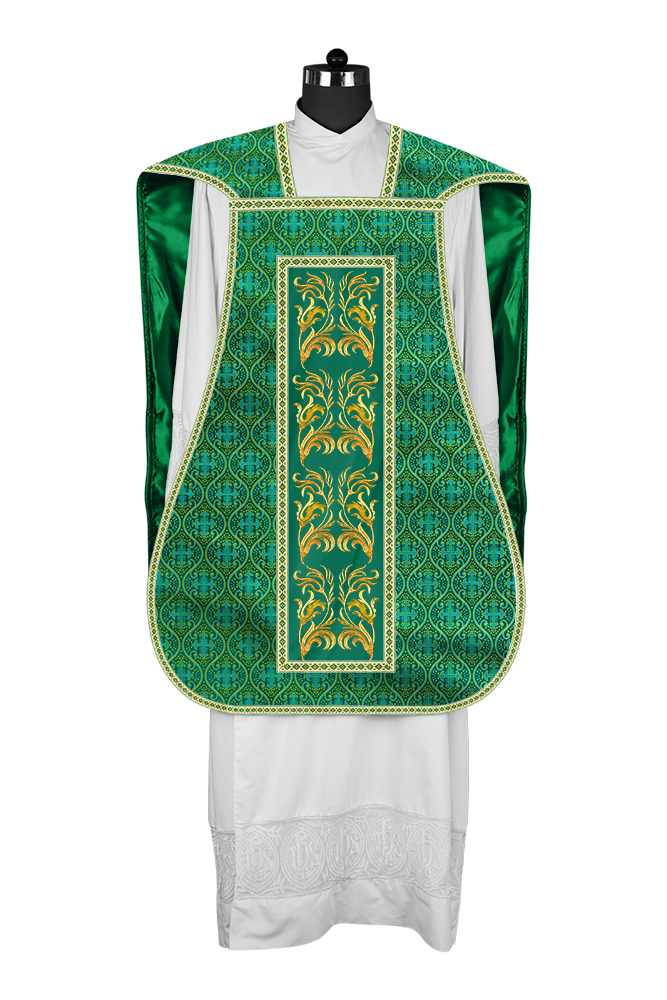 Roman Chasuble Vestment With Woven Braids and Trims