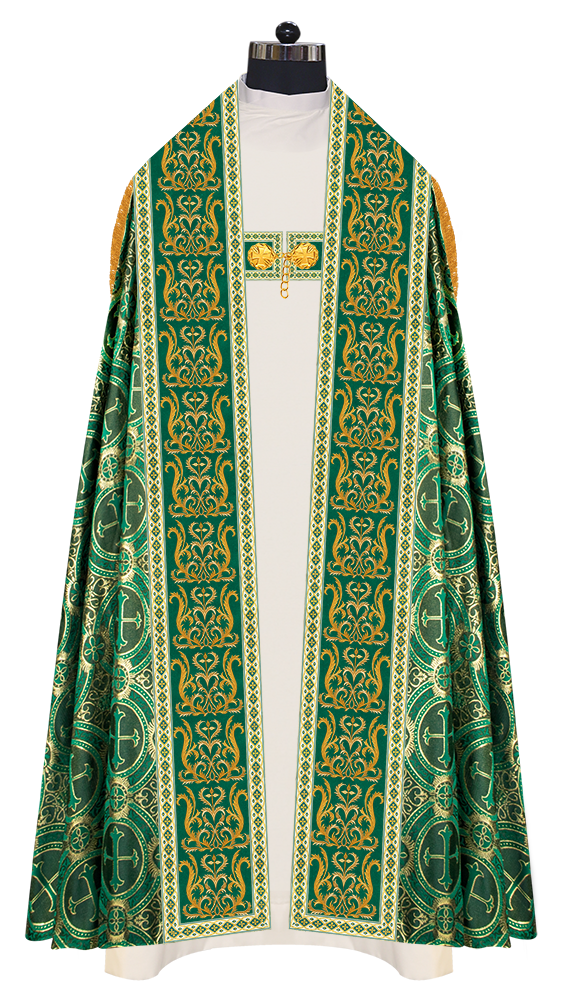 Roman Cope Vestment with Braid Embroidered Orphrey