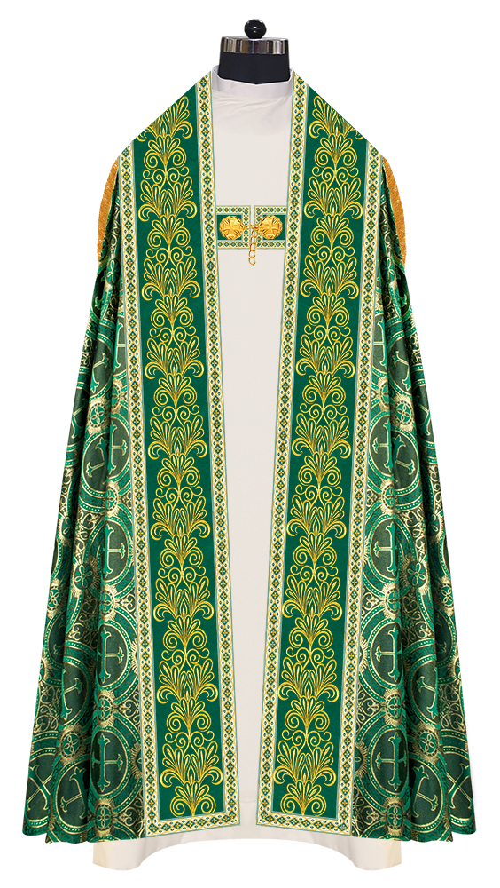 Roman Cope Vestment with Spiritual Motif and Adorned Embroidery