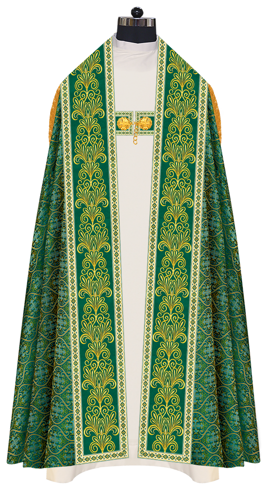 Roman Cope Vestment with Spiritual Motif and Adorned Embroidery