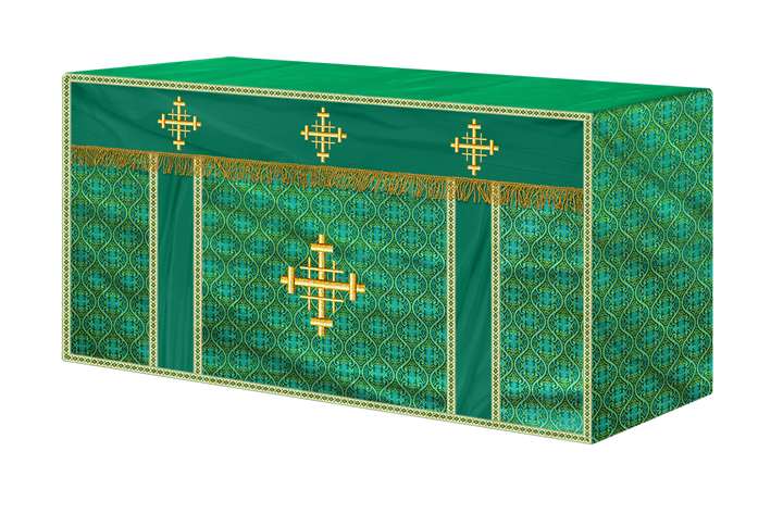 Church Altar Cloth with Braided Cross and Trims