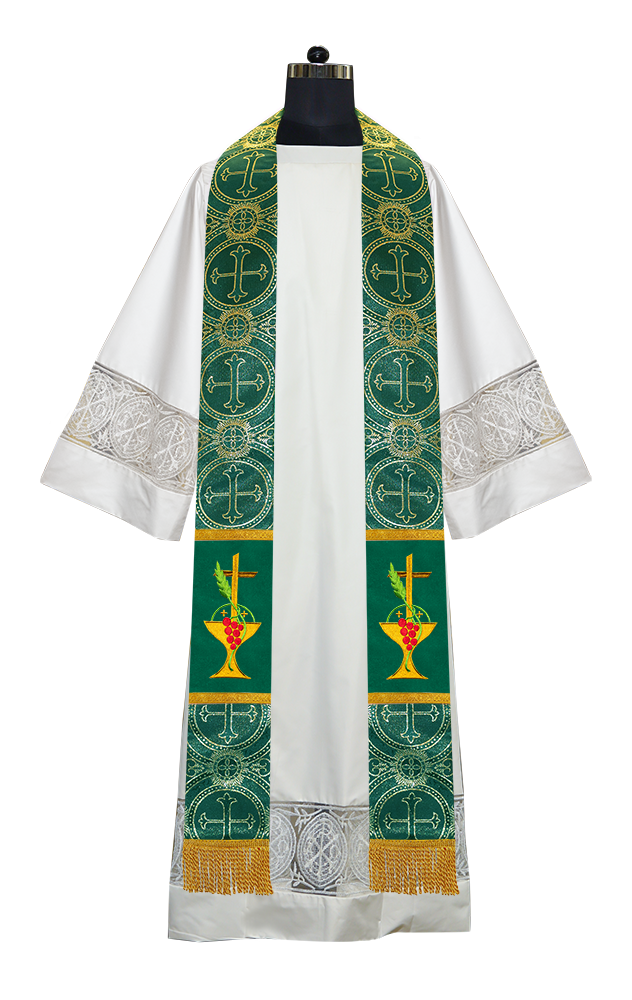 Communion Motif Embroidered Priest Stole