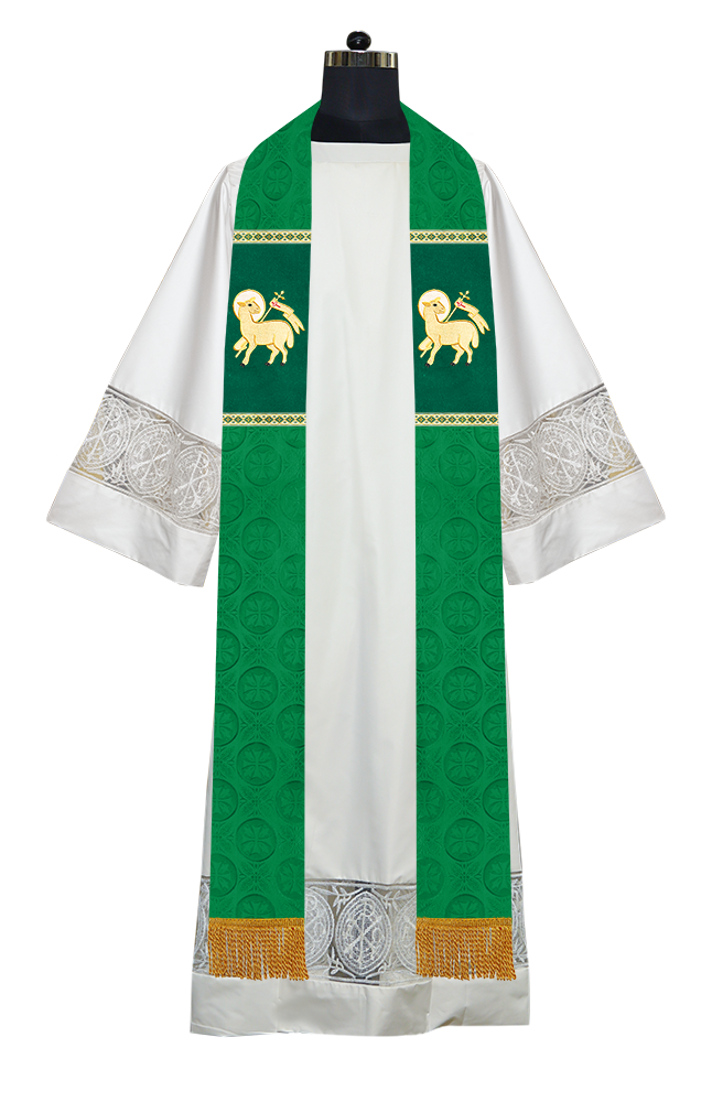 Liturgical Stole Adorned with Spiritual Motif and Trims