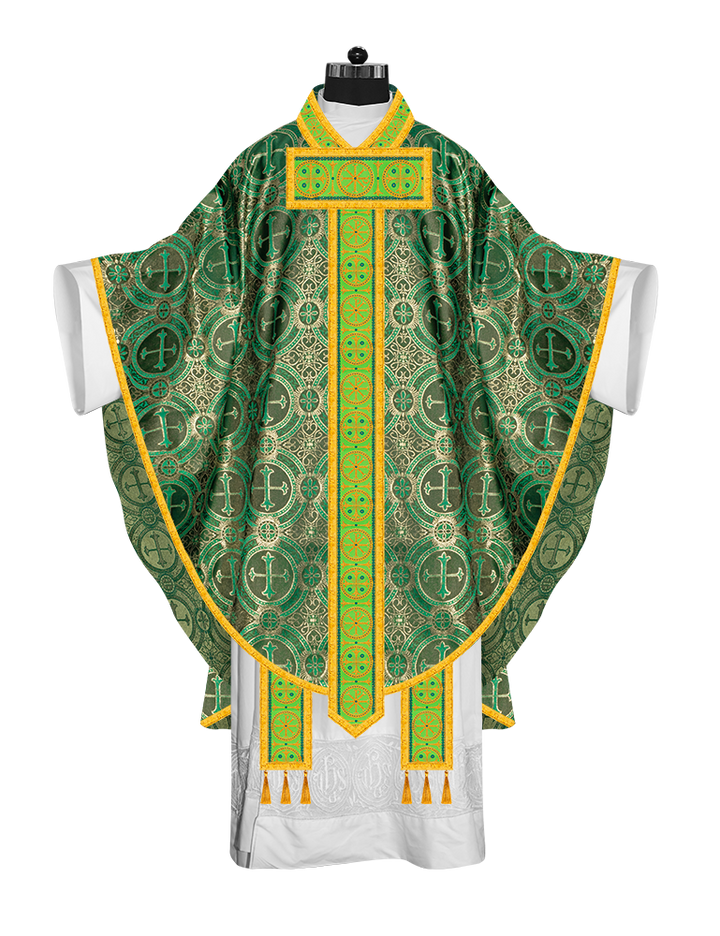 Gothic Chasuble Embellished with Delicate Pax Braided Lace