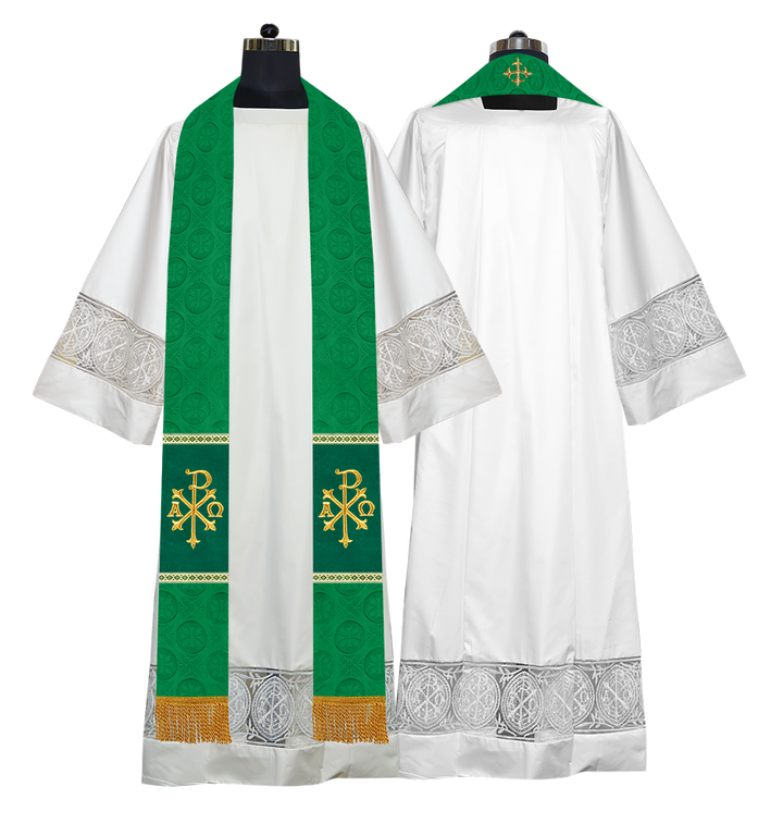 Liturgical Stole Adorned with Spiritual Motif and Trims