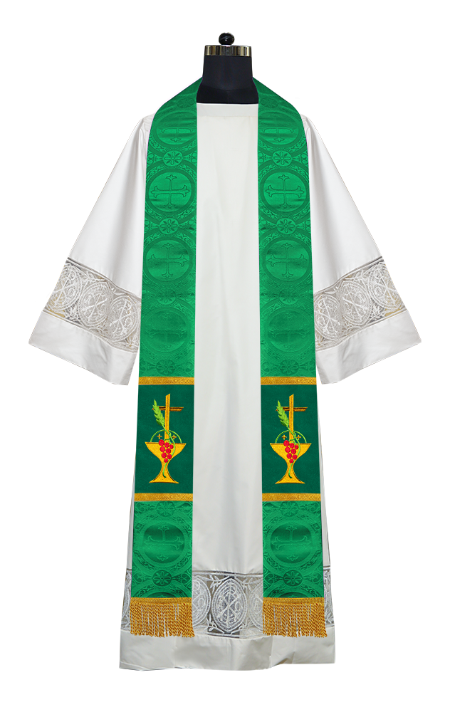 Communion Motif Embroidered Priest Stole