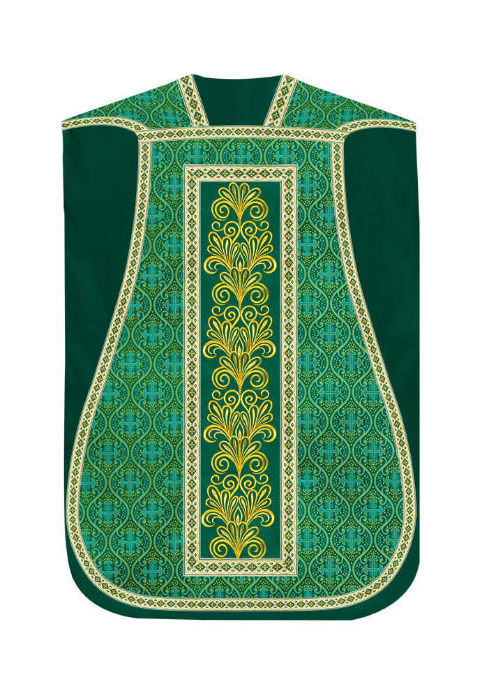 Roman Chasuble Vestment enriched With Coloured Braids and Trims