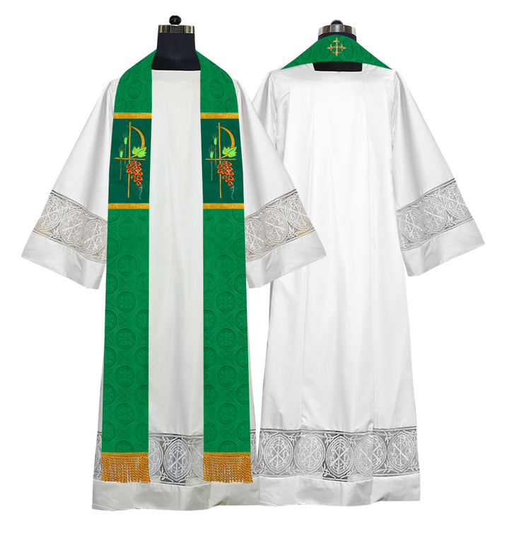 Elegant Clergy Stole with Grapes Embroidery