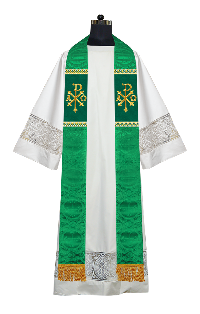 Liturgical Stole with Embroidered Motif and Trims