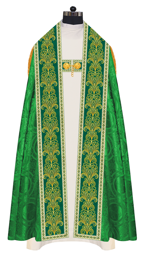 Roman Cope Vestment with Spiritual Motif and Adorned Embroidery