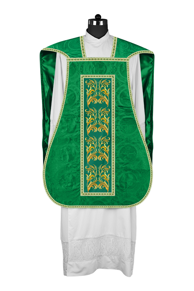 Roman Chasuble Vestment With Woven Braids and Trims