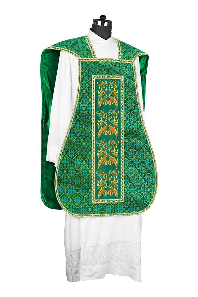 Roman Chasuble Vestment With Woven Braids and Trims