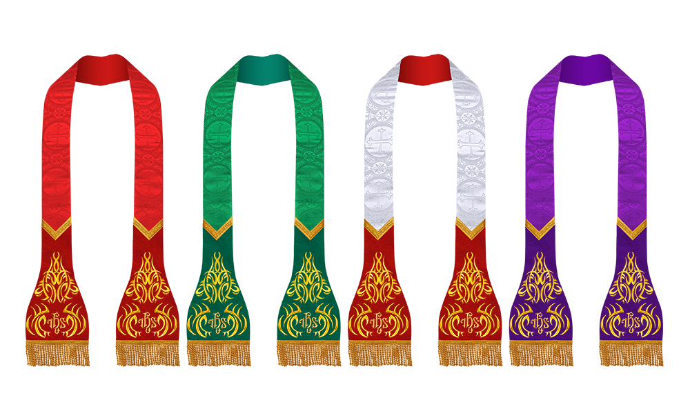 SET OF 4 ROMAN STOLE WITH SPIRITUAL MOTIF